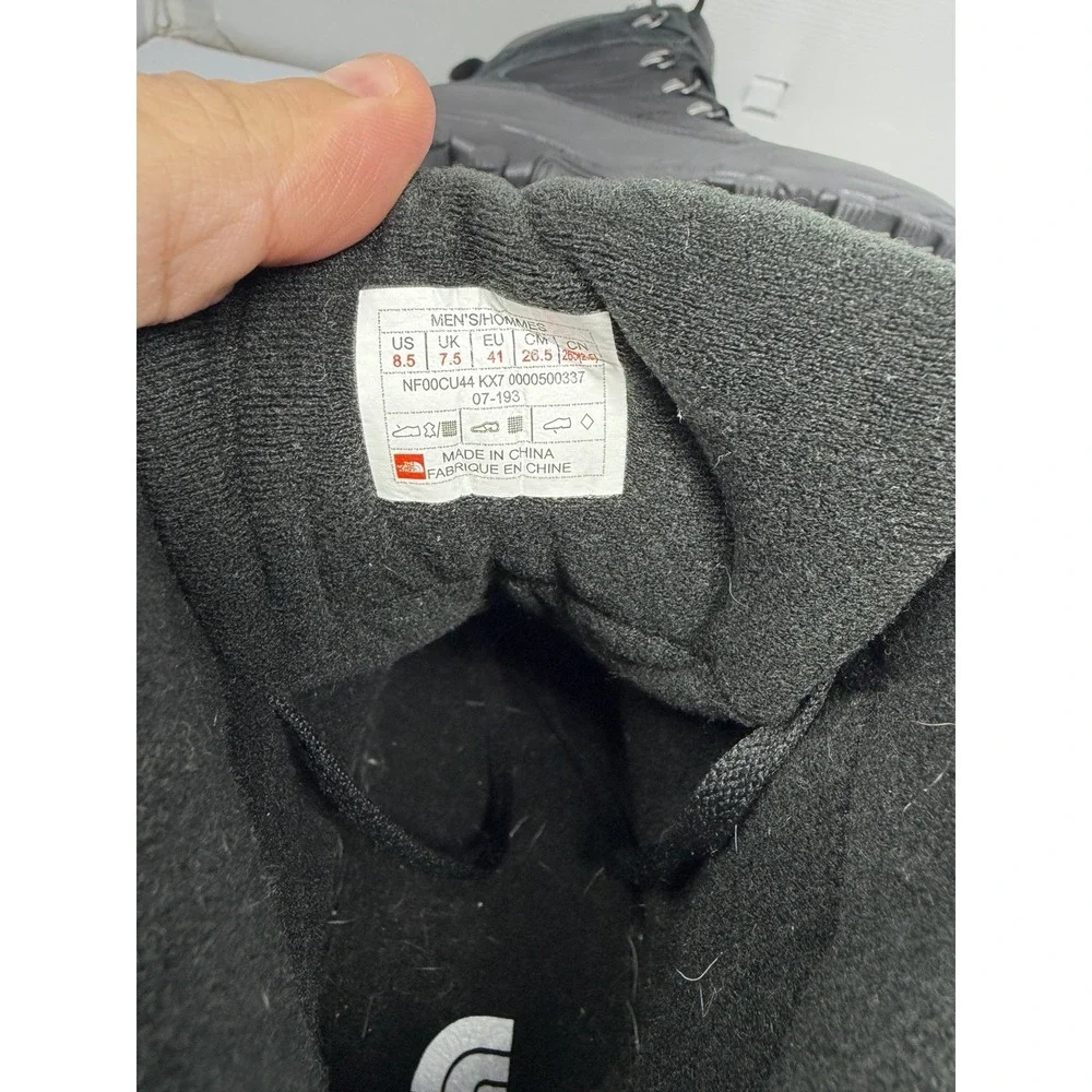 North Face Chilkat Boots Men Size 8.5 Triple Black Waterproof NF00CU44KX7